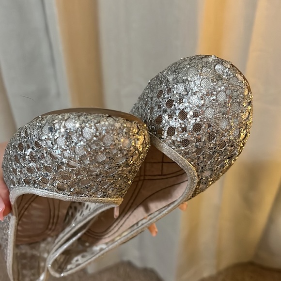 Link Girls Slip on Silver Glitter Ballet Flats Shoes Size 1 - Picture 4 of 7